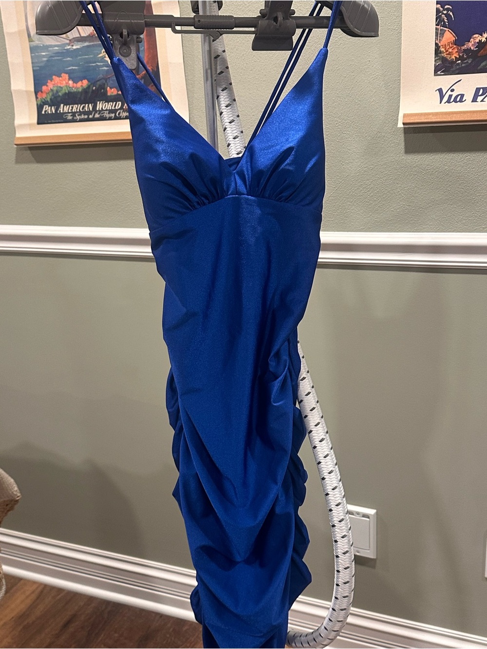Brilliant Blue Dress with Ruched Sides- Size XS